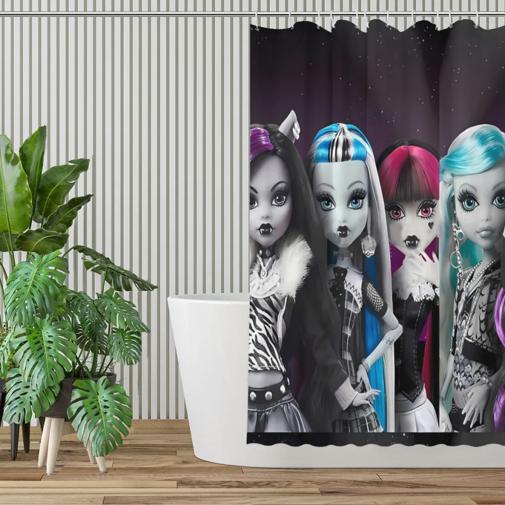 REEL DRAMA Bathroom Shower Curtains Monster High Draculaura Doll Waterproof Partition Unique Home Decor Bathroom Accessories