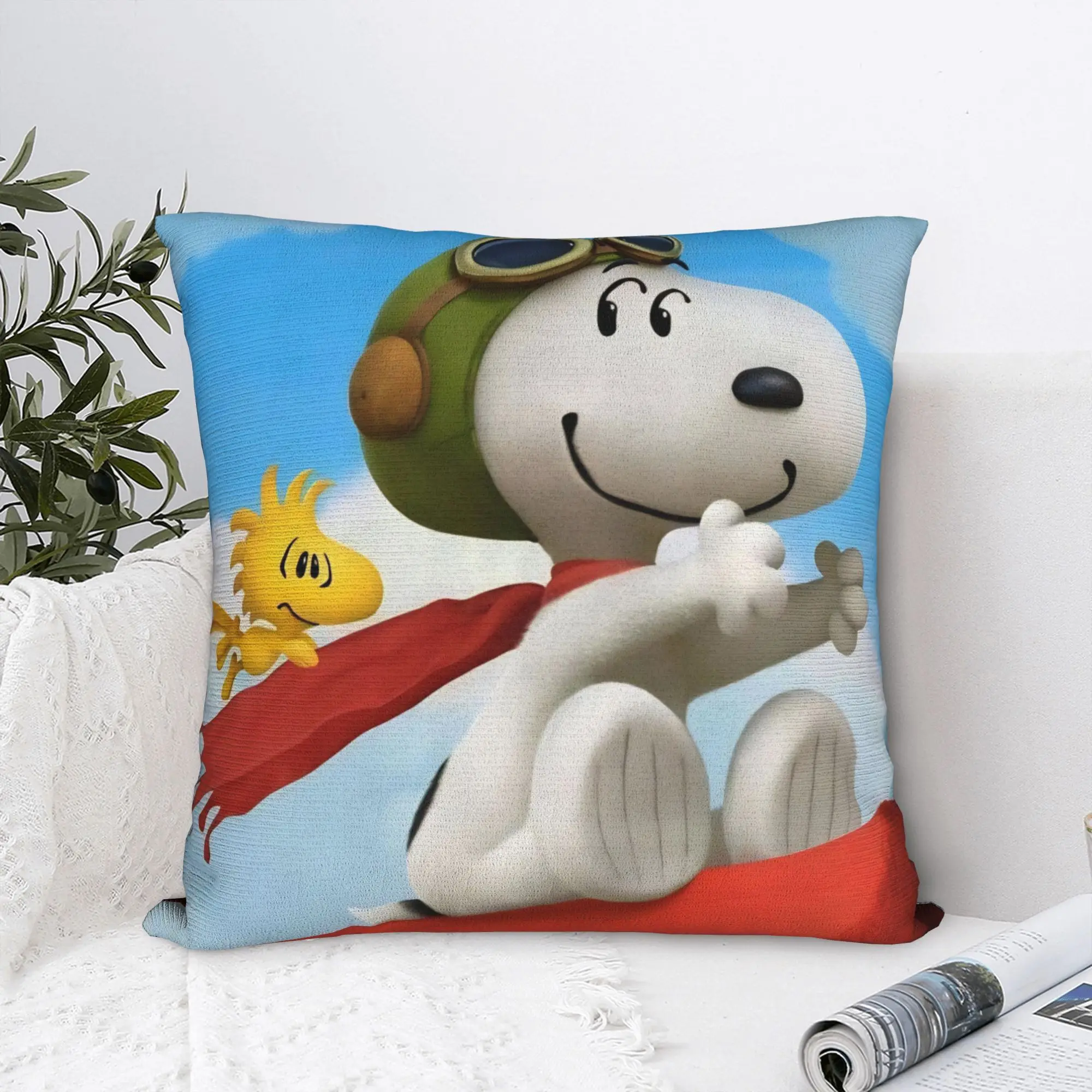 S-Snoopys Movie Square Pillow Covers Polyester Sofa Lovely Winter Holiday Cushion Cover Creative Decor Throw Pillow Case 40*40