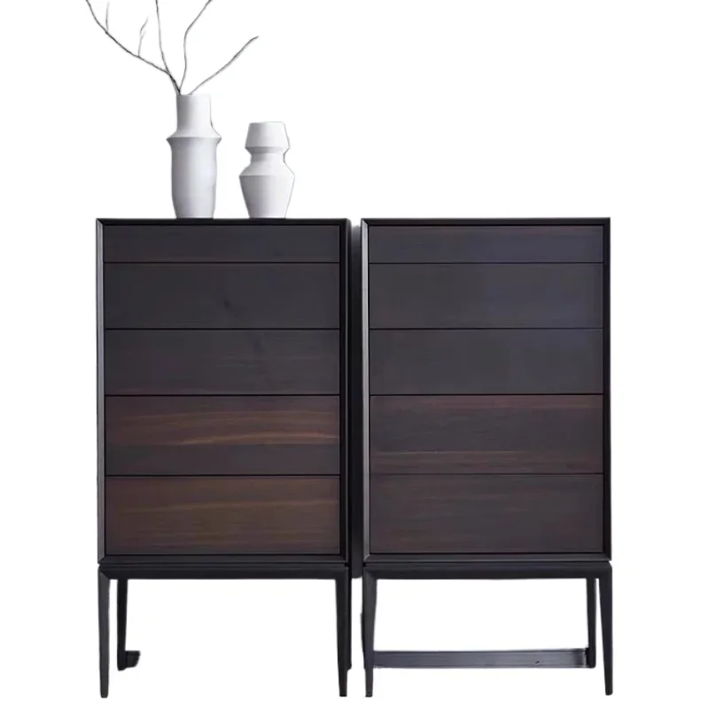 

Italian minimalist smoky color narrow chest cabinet bedroom side cabinet sofa corner small space locker high leg corner cabinet