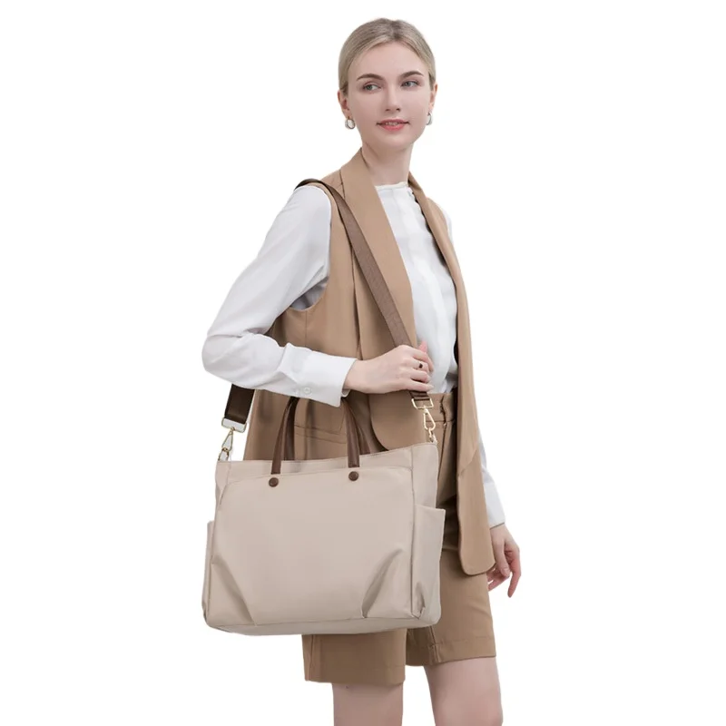 Bolso de mano de hombro para ordenador portátil para mujer, maletín anticolisión grueso, bolso de mano Oxford de gran capacidad a la moda Simple de alta calidad