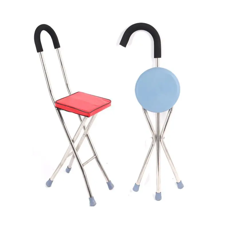 Step a Crutch to Help the Elderly, Multi-function cane Chair, Can Sit, Anti-skid Light Stick, Intelligent Crutch, Stool