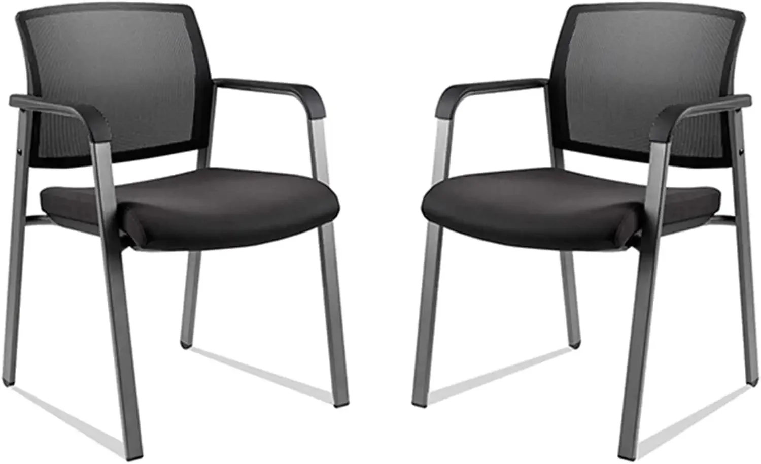 Mesh Back Stacking Arm Chairs with Upholstered Fabric Seat and Ergonomic Lumbar Support for Office School Church Guest Reception