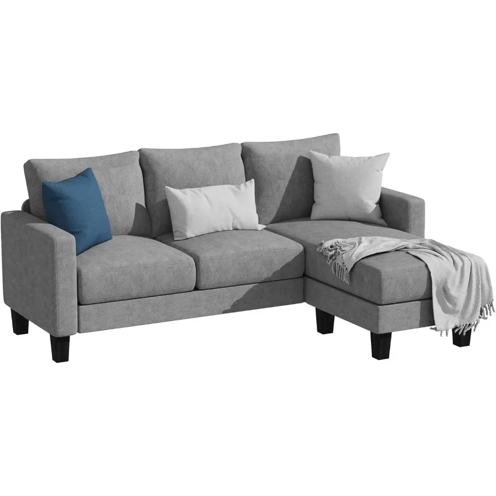 Converteerbare Sectionele 3 L-Vormige Bank Zachte Zitting Met Moderne Linnen Stof Kleine Ruimte Banken Voor Woonkamer Loveseat Luxe Bank