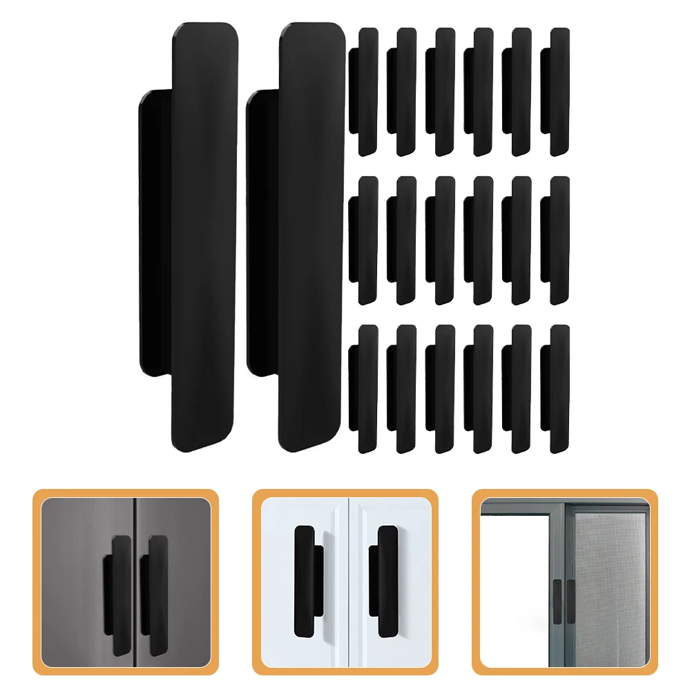 

20 Pcs Self-adhesive Handle Black Black Kitchen Cabinet Handlesss Sliding Door Dressing Table