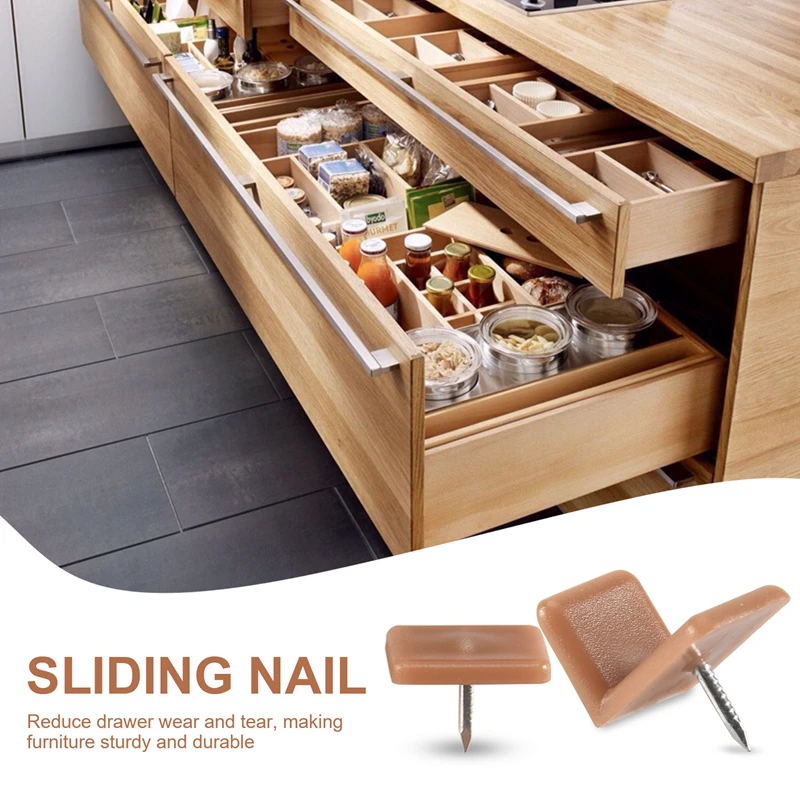 AA05 Plastic Drawer Glides And Slides Drawer Stoppers, Tack-In Drawer Tack Glide Plastic For Repairing Dressers, 30 Pcs