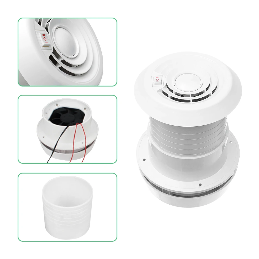 12V Round RV Vent Air Exhaust Fan Mushroom Head Roof Motorhome Vent Ventilation with LED Air Ventilation for RV Caravan Trailer