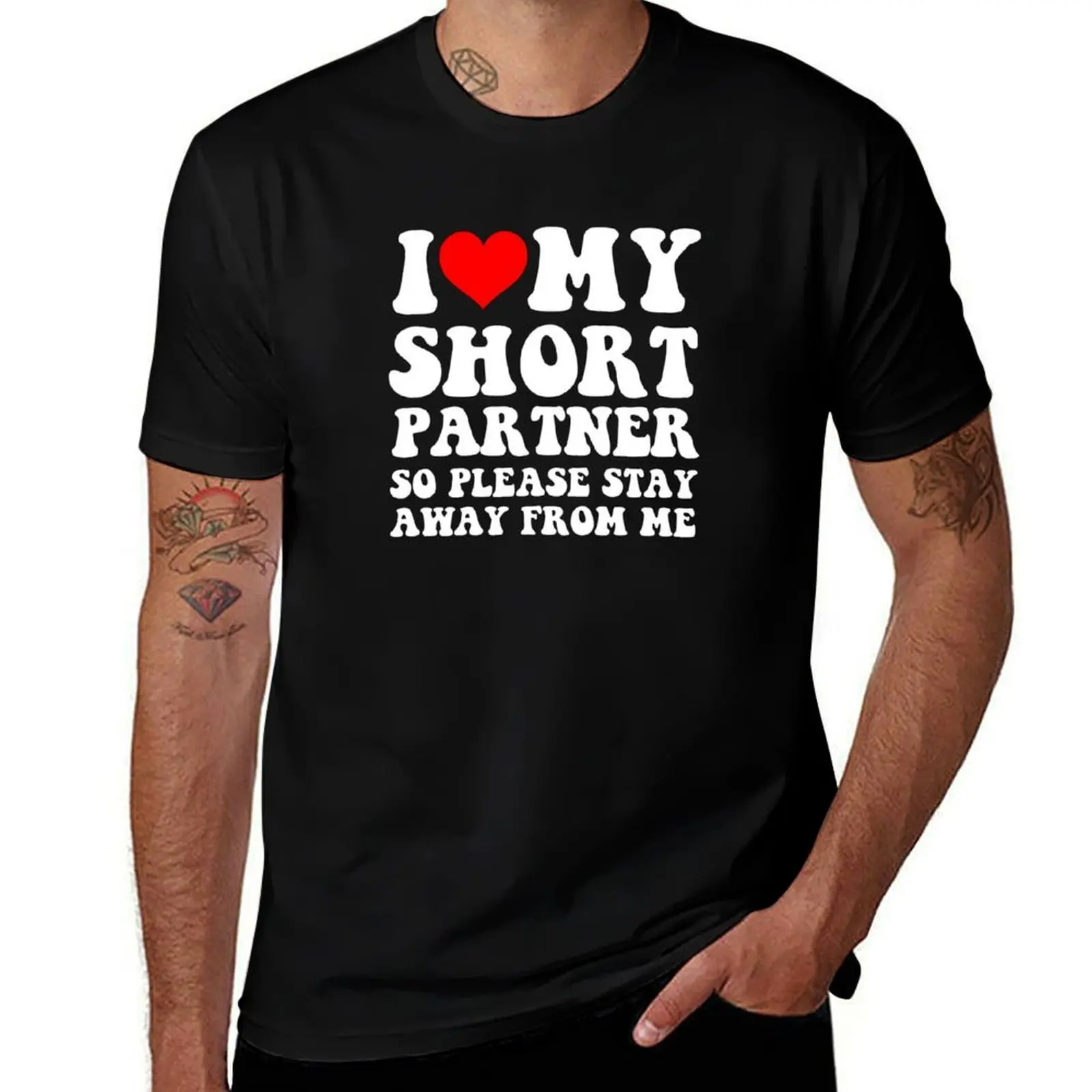 

Футболка I Love My Short Partner с аниме-фигурками, летняя одежда, заготовки, мужские белые футболки