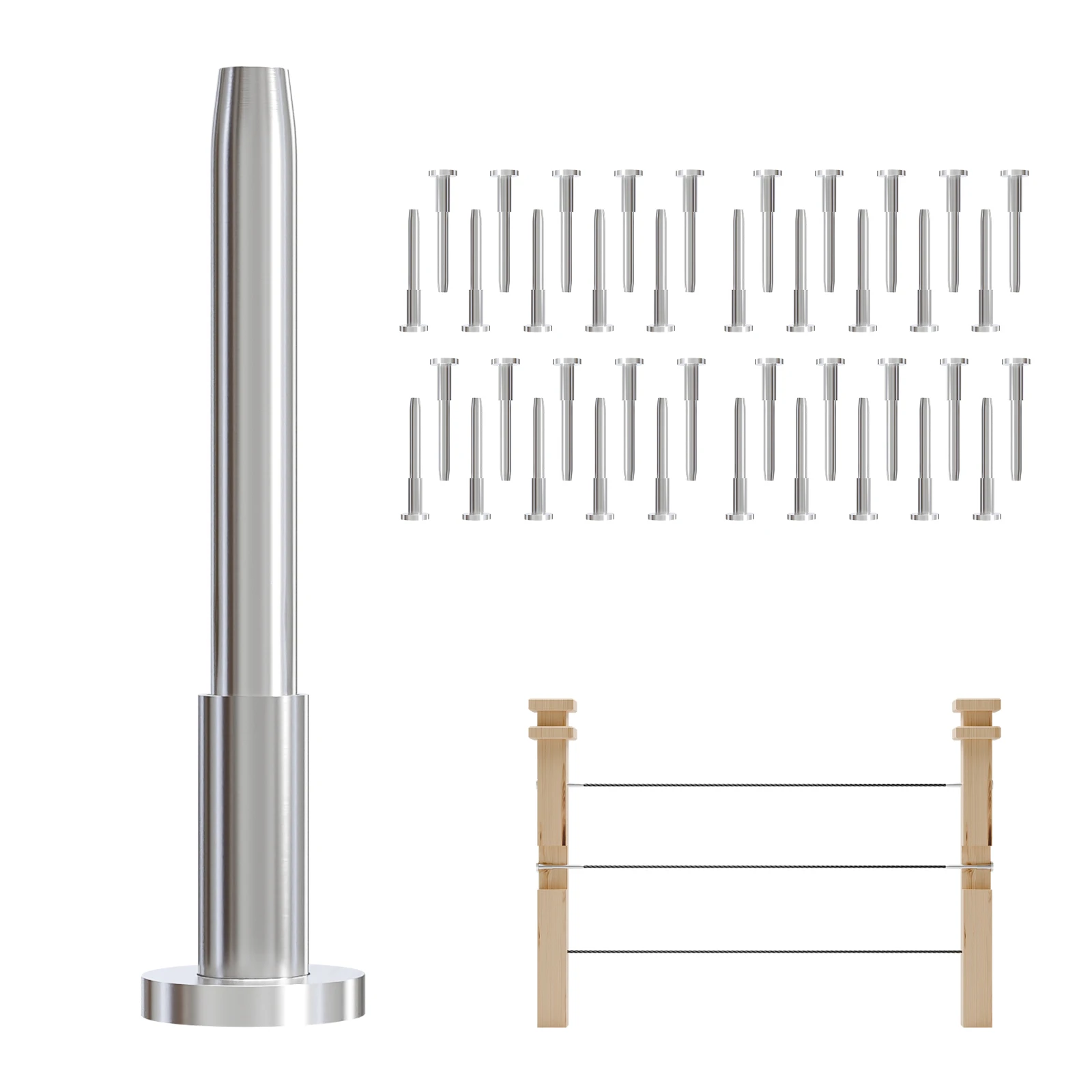 40 Pcs Round-Head Rod Invisible Connector, 1/8'' Invisible Cable Railing Kit