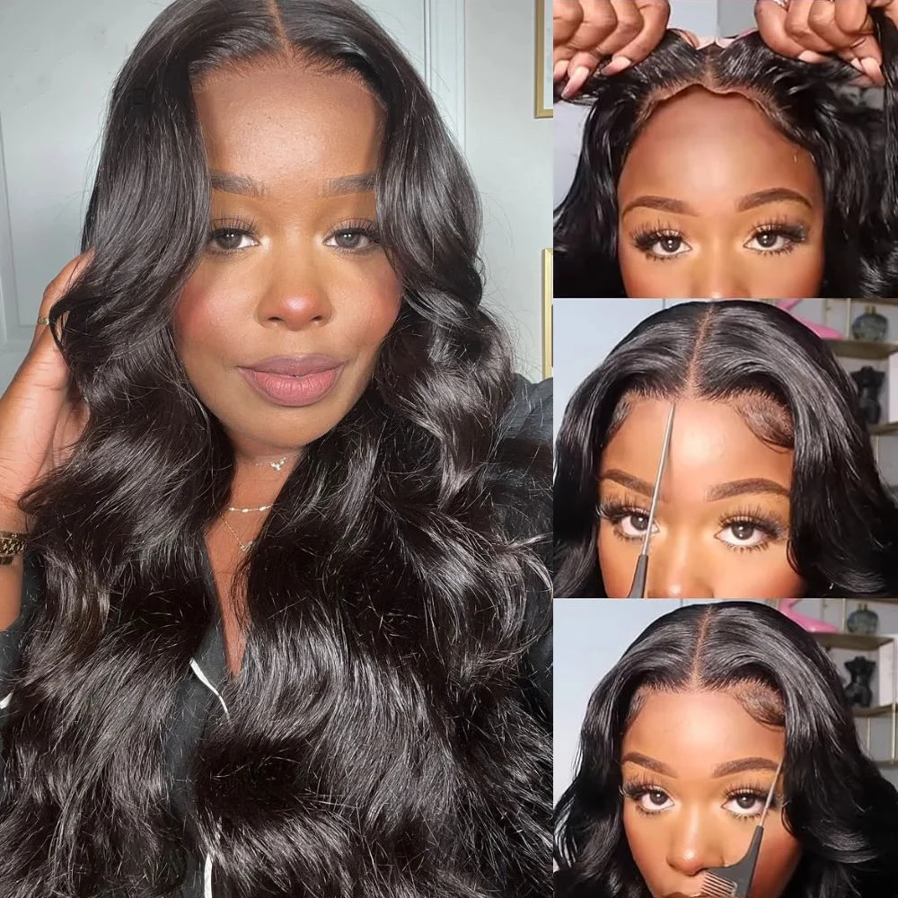 34 Inch Glueless Wig Human Hair Ready To Wear Body Wave 4x4 5x5 HD Lace Closure Human Hair Wig For Women Pre Cut Pre plucked