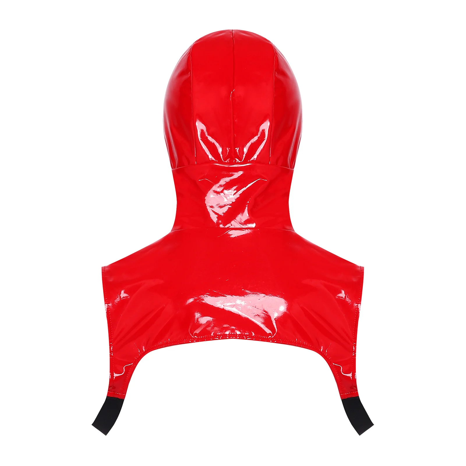 Mens Glossy PU Leather Hooded Crop Top High Neck Front Zip-up Adjustable Underarm Strap Hooded Vest Tank Top Rave Clubwear