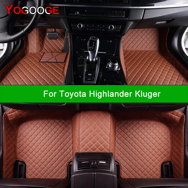 YOGOOGE Custom Car Floor Mats For Toyota Highlander Kluger Auto Carpets Foot Coche Accessorie