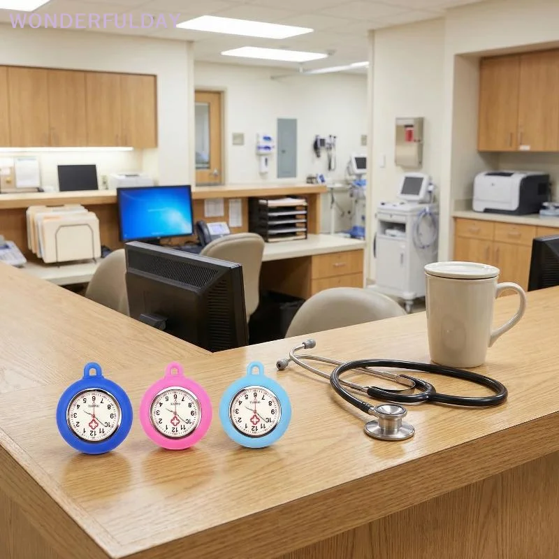 New Nurse Doctor Unisex Colourful Silicone Pocket Watches Clock Head Face Parts For Badge Reel Keychains Lanyards Key Rings Rope