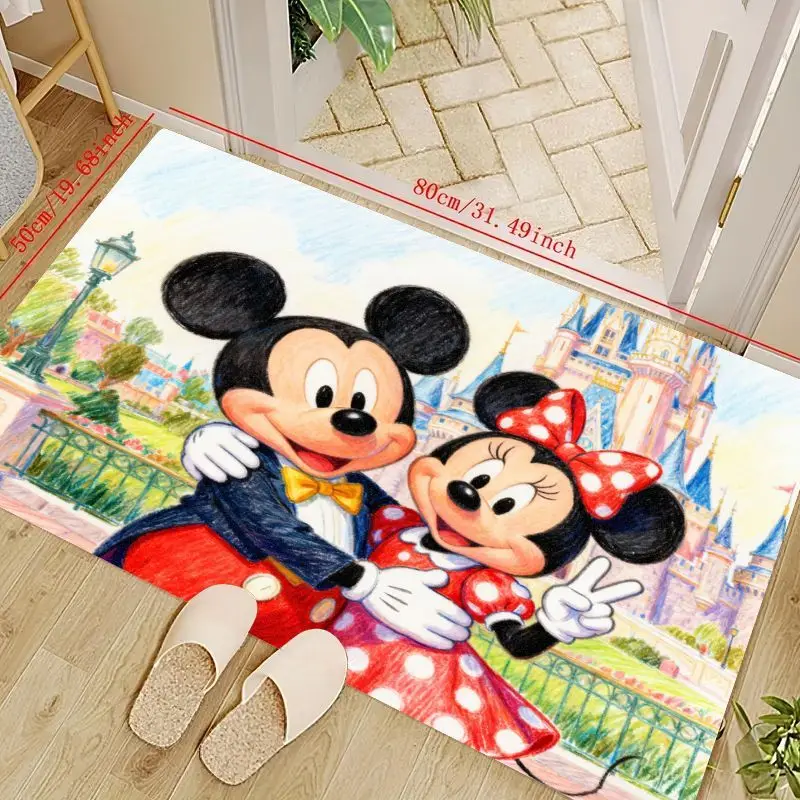 1 alfombrilla para el suelo con estampado de Castillo de fantasía de Mickey Minnie Mouse de dibujos animados bonitos de 50x80cm/19,68x31,49 pulgadas, alfombra lavable antideslizante f