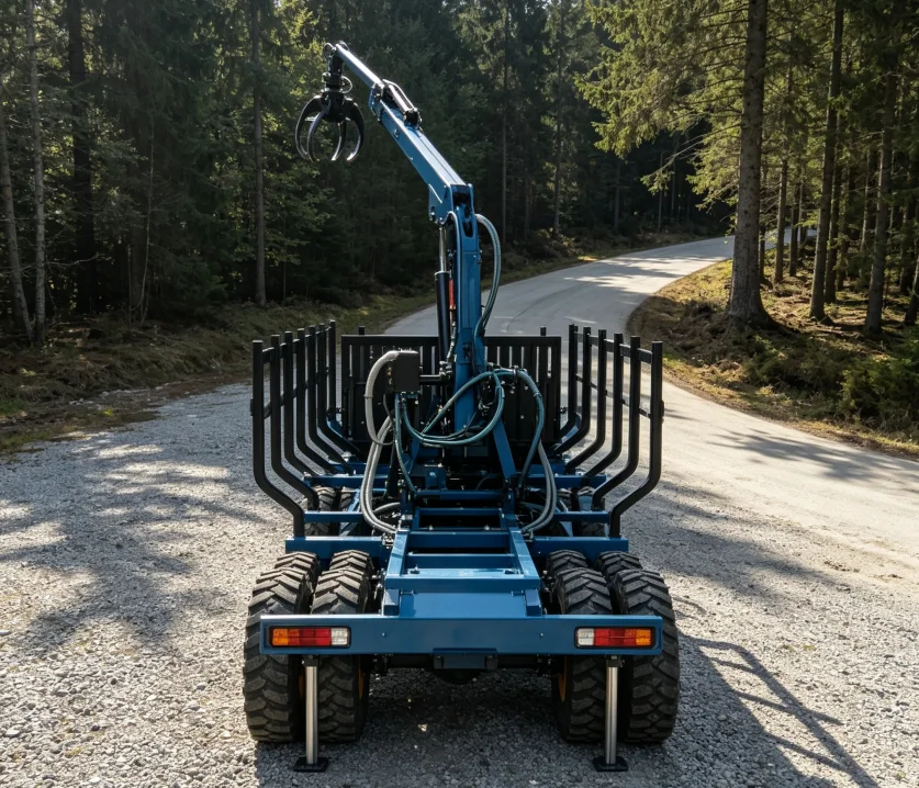 Farm Trailer PTO Hydraulic Timber Loading Log Trailer 4wd  Log Trailer With Crane Timber Loader Log Splitter