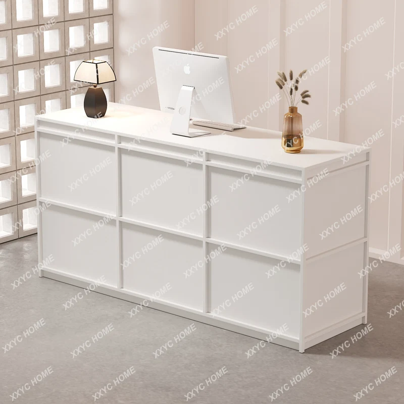 T Clothing Store Cashier Modern Simple Small Shop Bar Reception Desk Cream Style