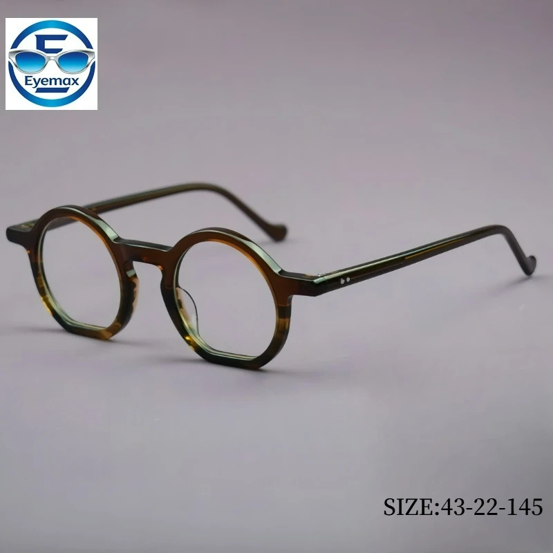 

2026 Vintage Round Acetate Eyeglasses Frame 43-22-145 Retro Optical Glasses Frame for Men Women Classic Tortoiseshell Eyewear