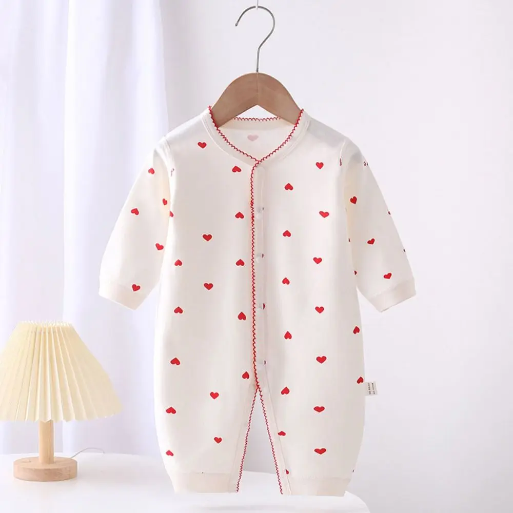 

Fashion Long Sleeve Baby Romper Pure Cotton Soft Fabric Cartoon Love Bodysuit Strawberry Stripe Newborn Onesie Infant Wear