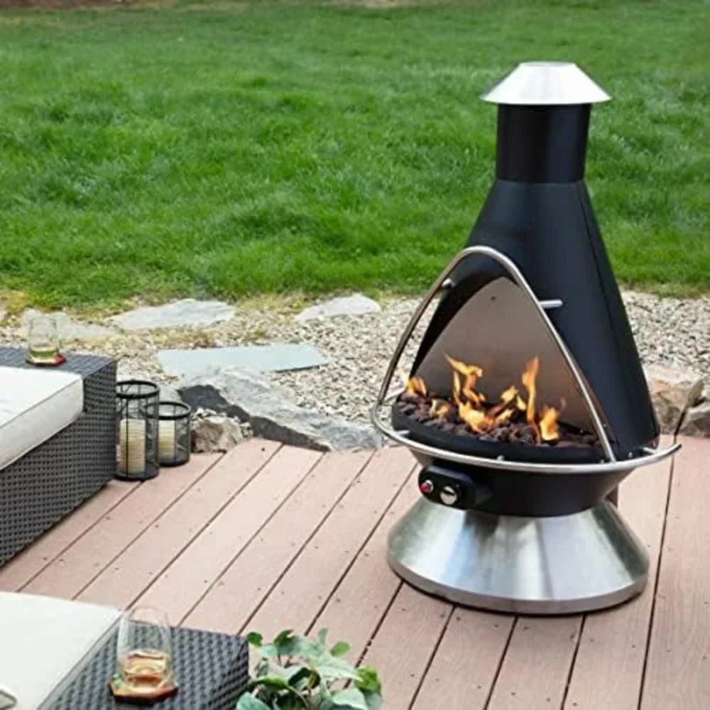 

Propane Fire Pit, Patio Heater with Tip-Over Safety Switch, 8 lbs. Lava Rocks Included, 31" x 31" x 48"