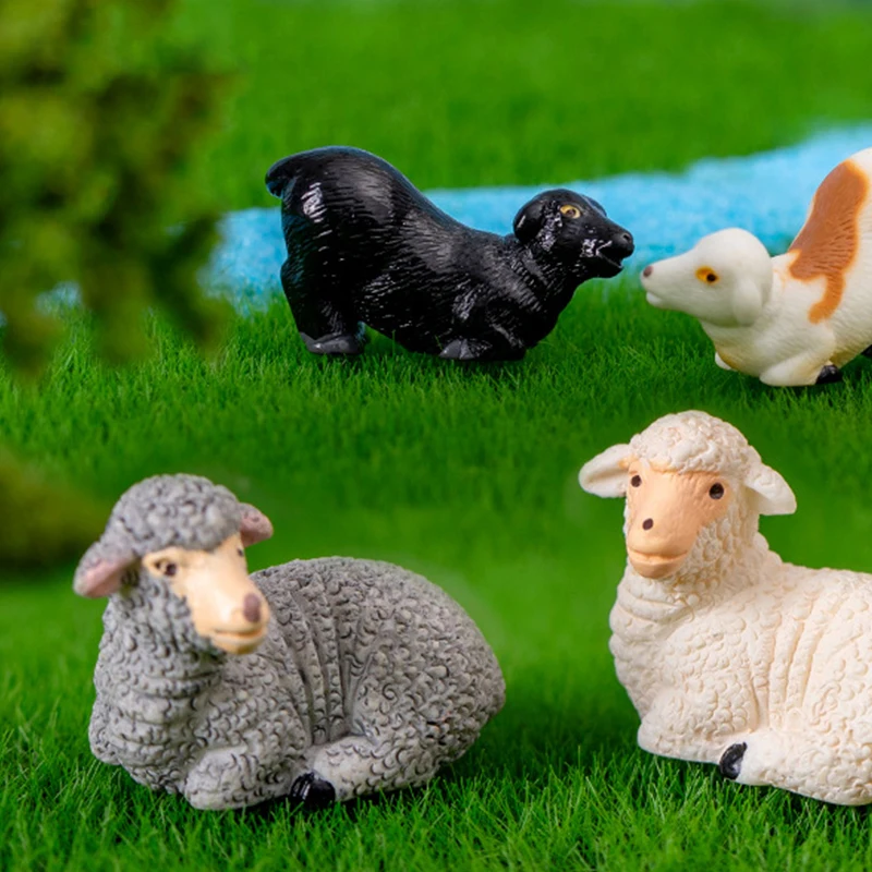 Miniatury imiulowane figurki kozy owczej ogrodnicze ozdoby zewnętrzne mikro gospodarskie do dekoracji domu akcesoria do pulpitu