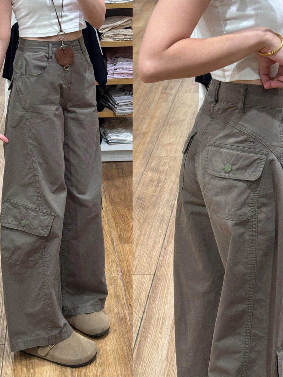 

Мужские джинсы из выстиранного денима кофейного цвета в американском ретро-стиле, свободные, повседневные, с высокой талией, широкими штанинами, весенне-осенние повседневные брюки