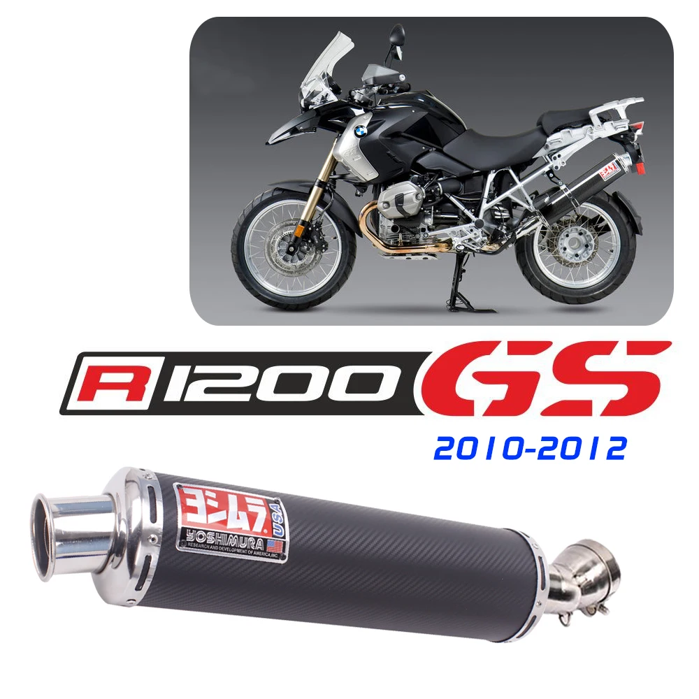 

Motorcycle Exhaust Muffler Slip On For R1200GS 2010-2012 STAINLESS EXHAUST CARBON FIBER MUFFLER Mid Pipe Link