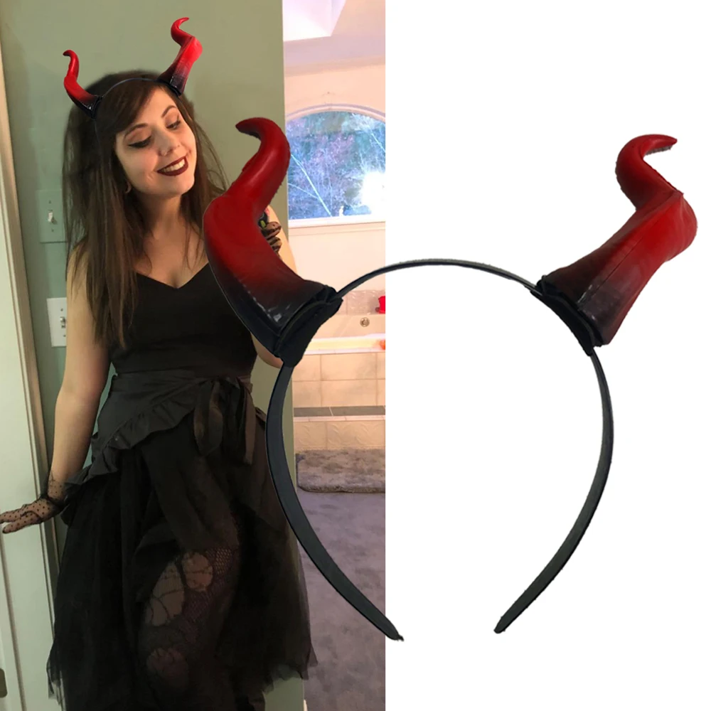 Teufel Horn Kopfschmuck Cosplay Black Queen Mädchen Jungen Gothic Tier Hörner Kopfbedeckung Halloween Karneval Party Purim Kostüm Requisiten