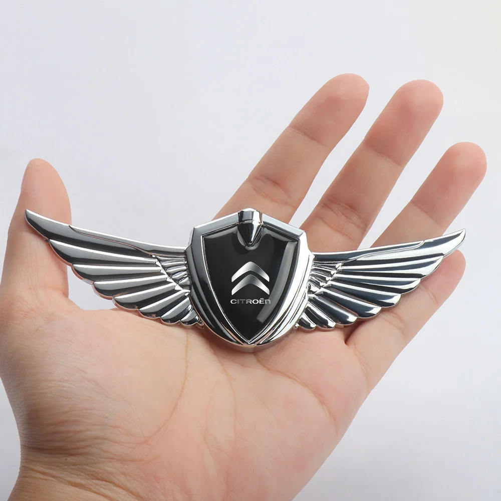 3D Metal Wings Stying Car Trunk Fender Emblem Stickers For Citroen C3 C4 Berlingo C3 Aircross C5 Aircross C4L C-ELYSEE Cactus C6
