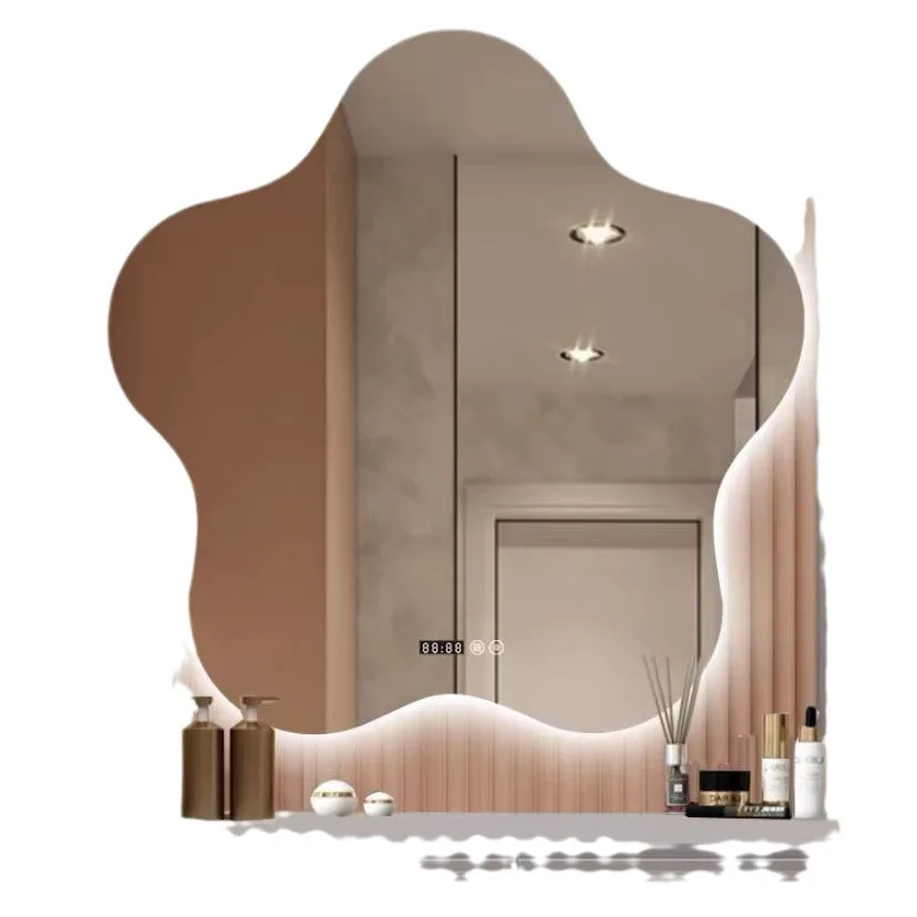 

LED smart bathroom mirror full-length mirror special-shaped pentagram flower bathroom mirror defogging punching Bluetooth