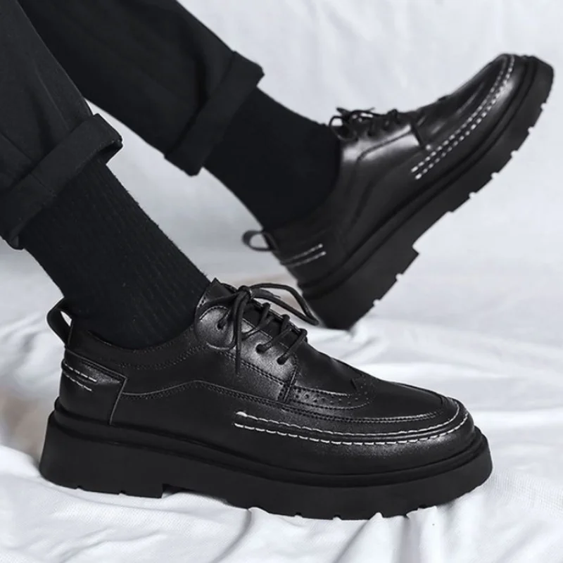 

Social Men's Leather Shoes Non Slip and Waterproof Male Casual Shoe Flat High Quality Fashion 2024 Trend Elegant Footwear Offer