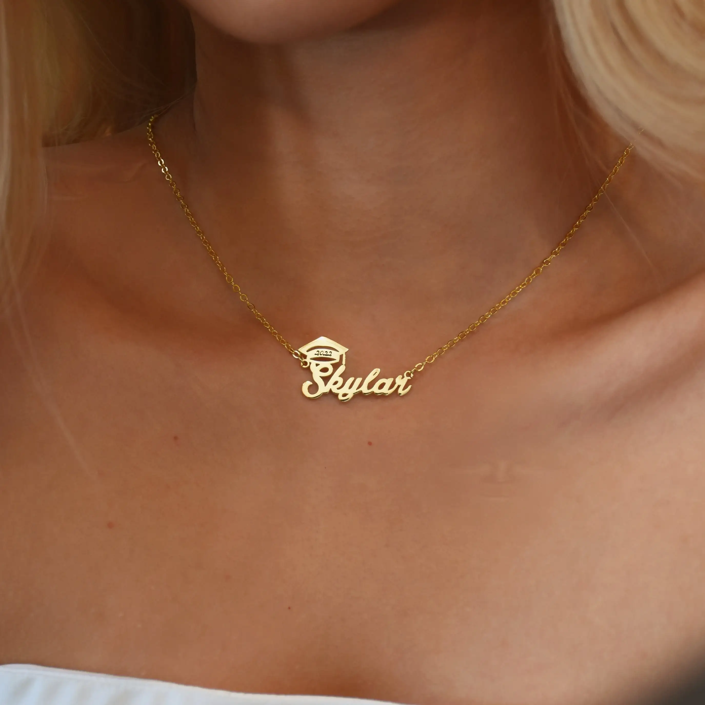 Custom Graduation Name Necklace Graduation Gifts For Her  Engraving Date Bachelor Cap Necklace for Her Grad Jewelry for Girl