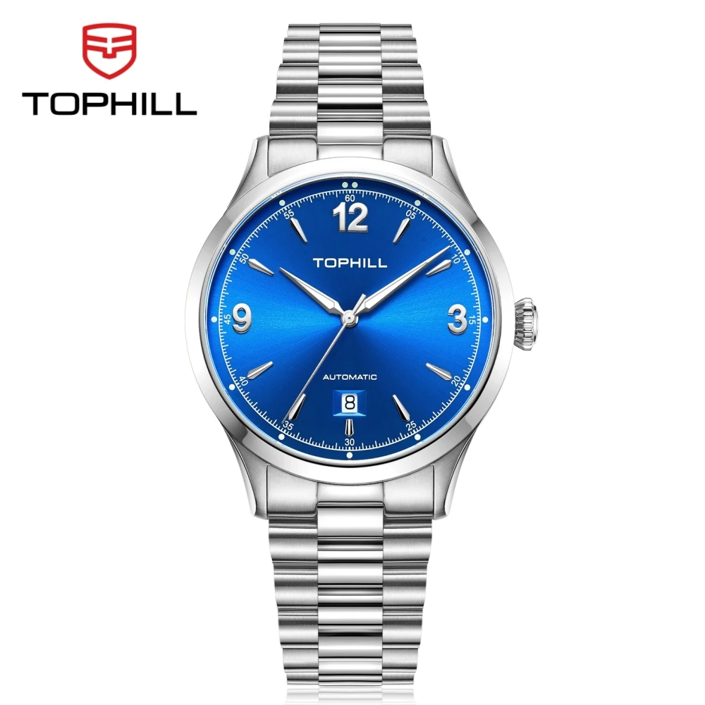 

TOPHILL 40mm Automatic Watch For Men Wrist Simple Business Miyota 8215 6H Date Butterfly Clasp 5ATM Waterproof Luminous TW100G