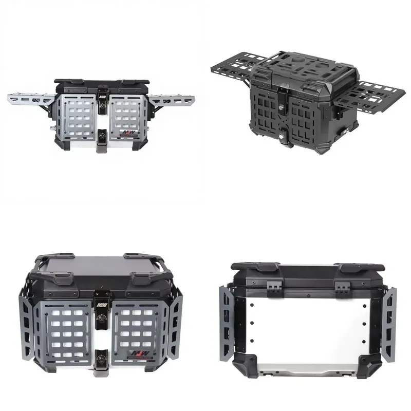 45L Aluminum Alloy Motorcycle Scooter Trunk Black White Armored Storage Box for Off Road Track Commuting Multi Function