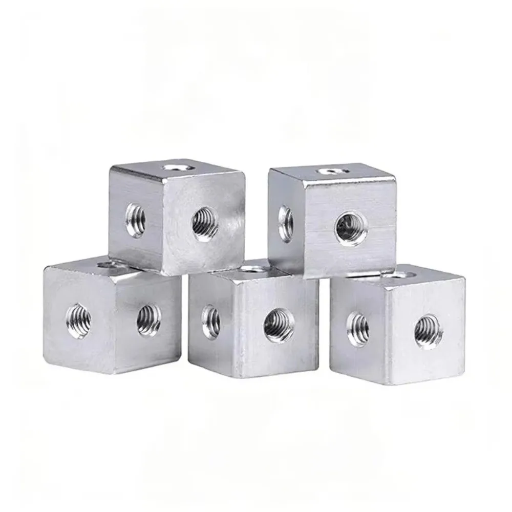10pcs 10PCS Aluminum Threaded Cube M3 Tapped Threaded 6-Way Square Connector Block Aluminum Cube Block 6 Sides M3 Tapped Block