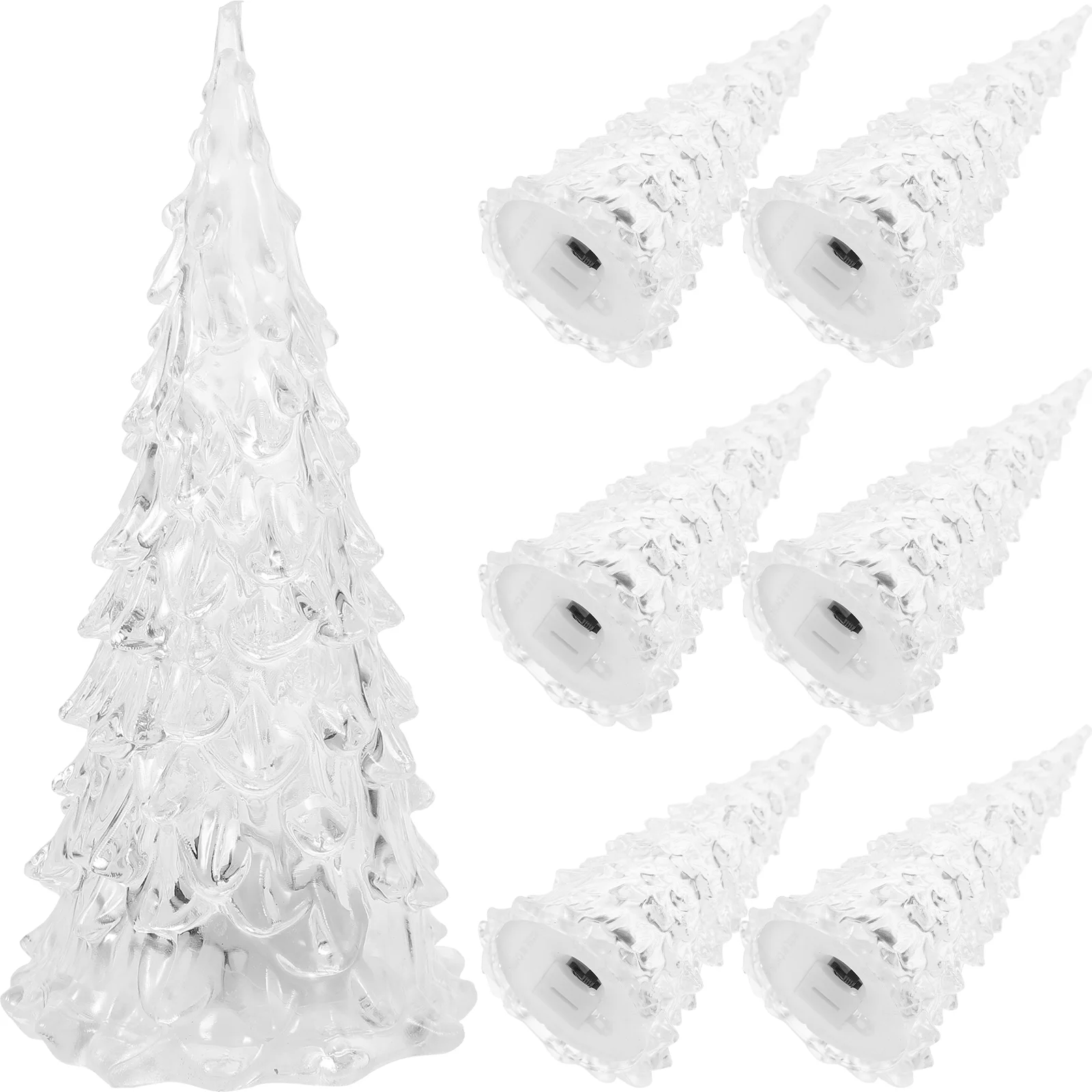 

8 Pcs Small Christmas Trees Outdoor Decorations Acrylic Decorate Light Ornament White Tabletop