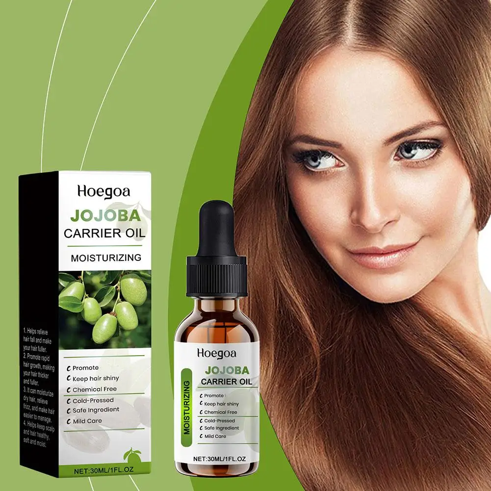 Jojoba Serum Rambut minyak pelembut perbaikan mengeriting produk rambut anti-ketombe kulit kepala 30ML perawatan perawatan rusak Q1D4