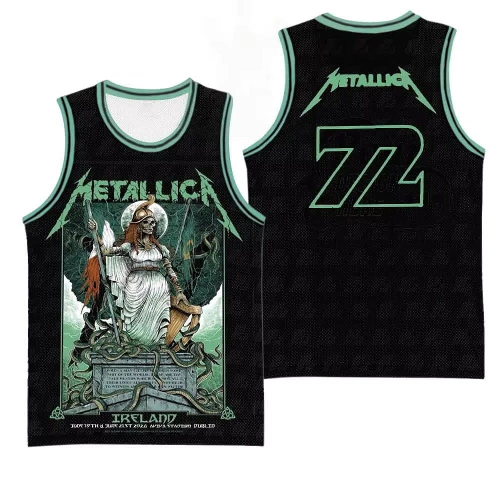 Metallica M72 Dublin, Ireland World Tour 2026 Basketball Jersey Men's and Women's Fashion Vest Quick Drying Loose Fan Tank Top