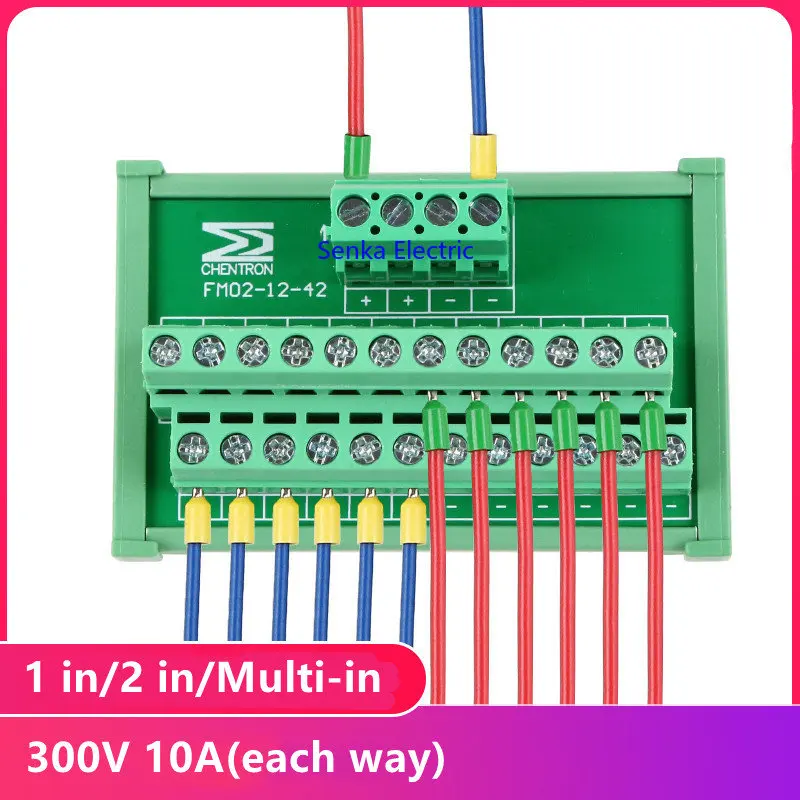 Din Type Screw Terminal Block Multi-in/out PCB Distribution Box Breakout Parallel Power Cord Splitter Connector