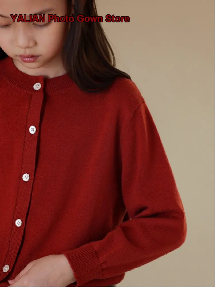 Girls Round Neck Knit Top Fall New Arrival Casual Sweet Pink Single-Breasted Off Shoulder Stylish