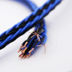 Black Blue 8TC 8core twist cable OCC Copper Wire Cable for HIFI Audio Speaker Amplifier Turntable CD Player 16 Strands