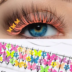 Butterfly Glitter Eyelash Extension Fashion Shiny Colorful Flower False Lashes Fluorescent Individual Lashes For Makeup Supplies