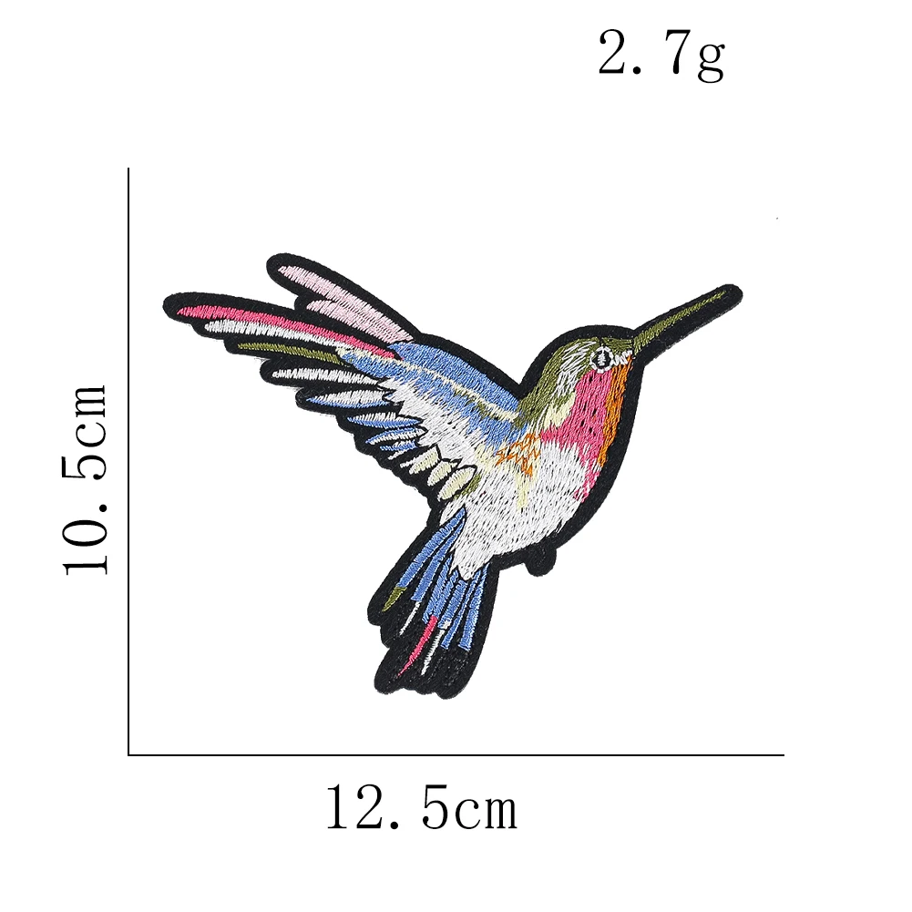 Bunter Kolibri-Stickerei-Aufnäher zum Aufbügeln, Vogelmotiv für Kleidung, Rucksack, Hut, Dekoration, Geschenk für Naturliebhaberinnen – Detail 6