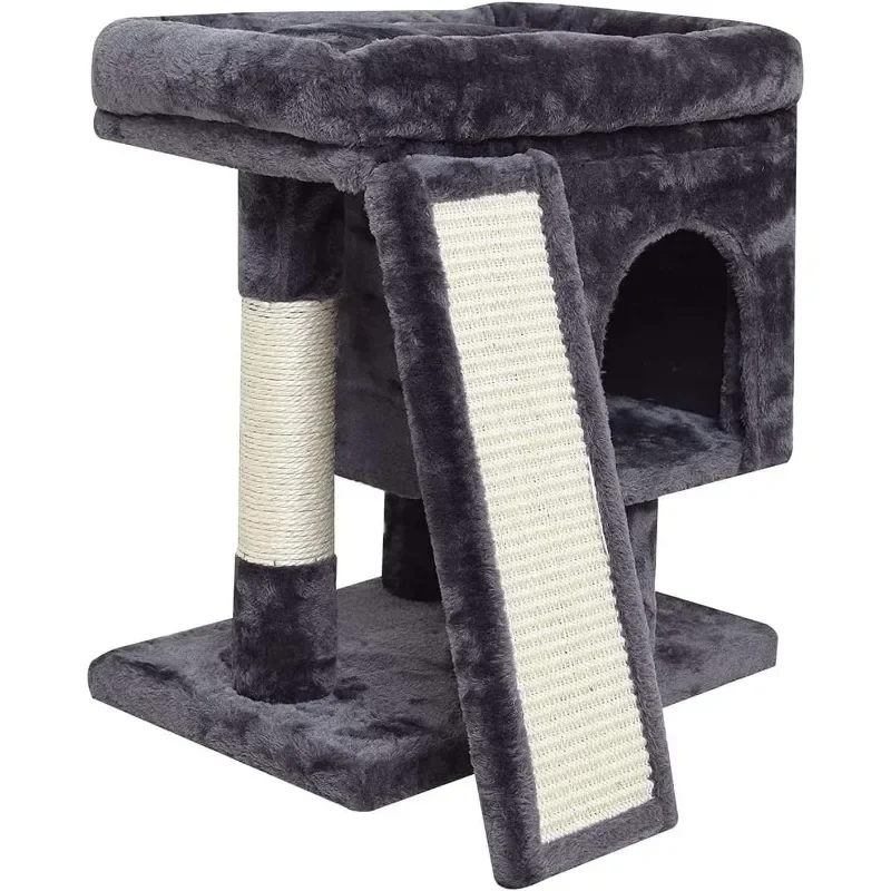 Gothic Cat Tree with Coffin Bed for Indoor Cats, Cat Tower with Scratching Post, Modern Activity House for Large Cats