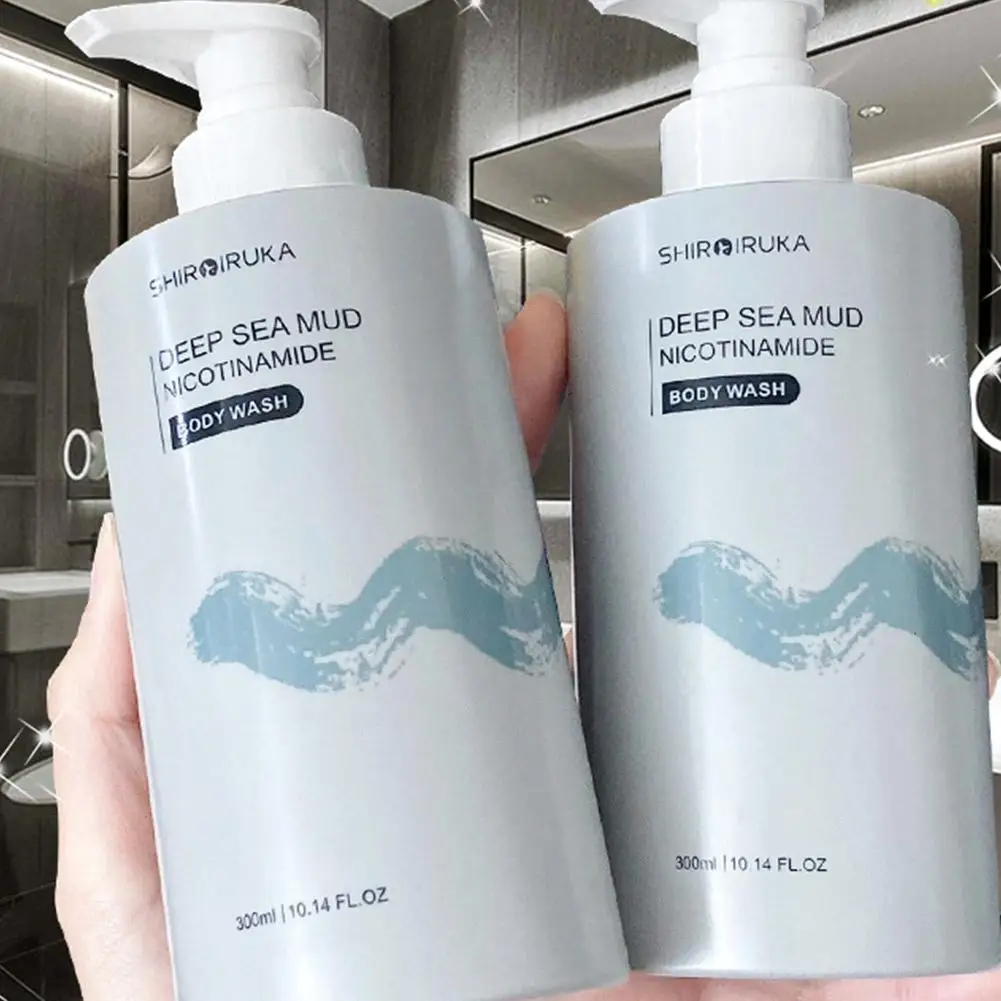 2Pcs Niacinamide Deep Sea Mud Shower Gel for Brightening and Cleansing Women Fragrant Shower Lotion 300ml