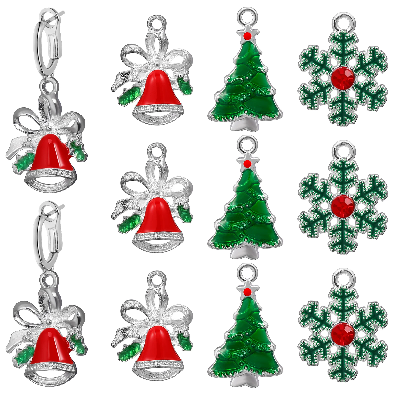 

15pcs Christmas Pendant Alloy Charm Set Exquisite Design For Diy Jewelry Making Necklace Bracelet Keychain Dangle Scrapbooking