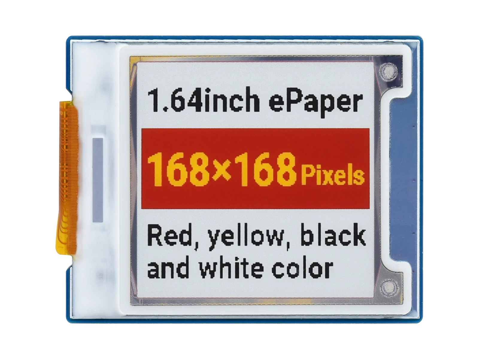

1.64inch e-Paper Module (G),Square E-Paper Module (G), 168 × 168, Red/Yellow/Black/White, Paper-Like Effect Without Electricity