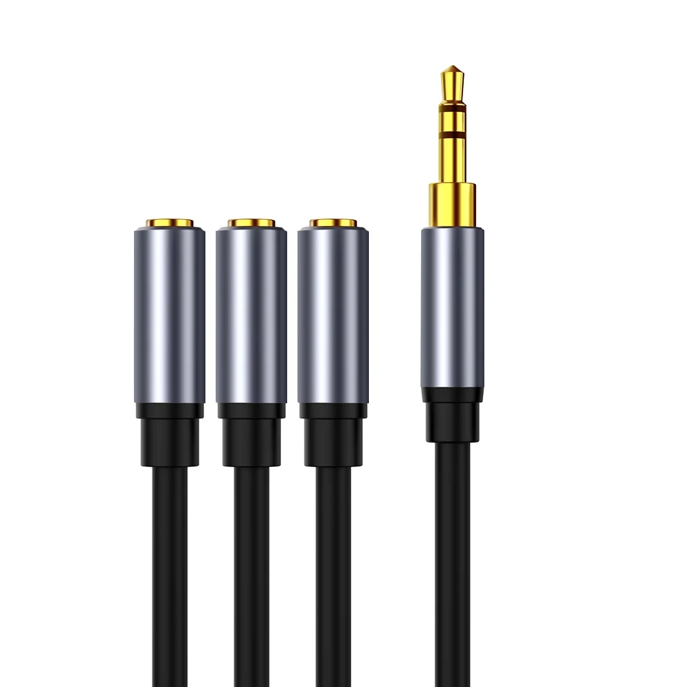 Rozgałęźnik słuchawek Kabel audio 3,5 mm żeński na 3-męski Jack 3,5 mm Rozgałęźnik Adapter Kabel Aux do iPhone Samsung Odtwarzacz MP3