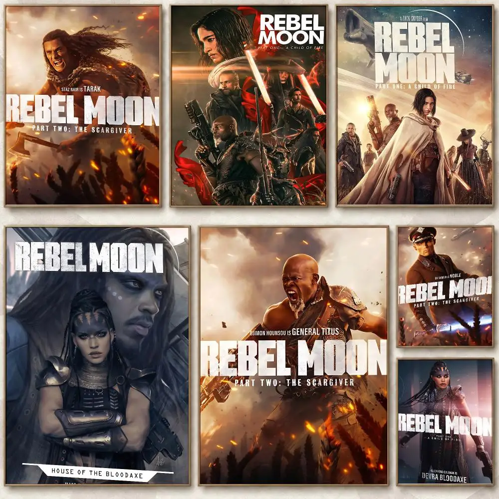 Futuristic Movie Rebel Moon Poster Chic Art Poster Self-Adhesive No Glue Residue for Bedroom Hallway
