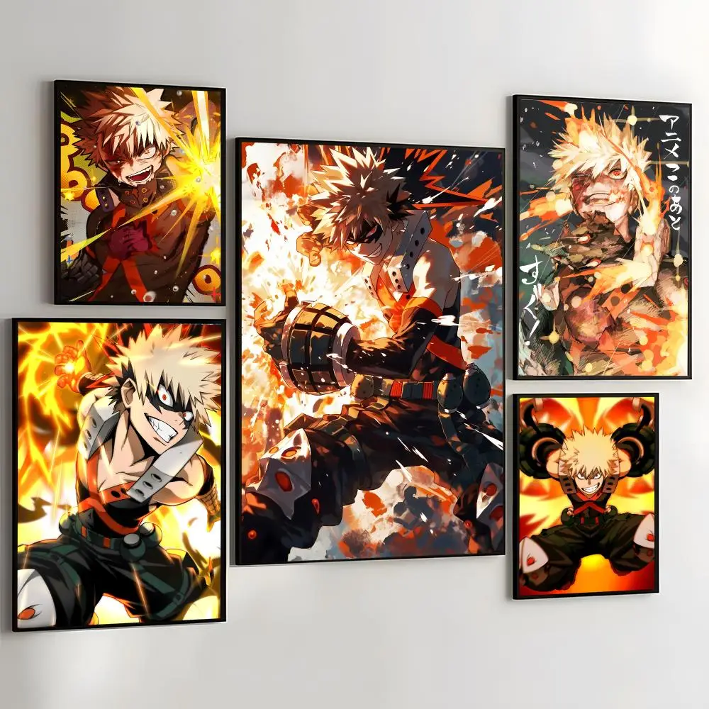 Anime B-Bakugo K-Katsuki Painting Calligraphy Self Adhesive Wall Art Waterproof Print For Bedroom Hallway Home Decor