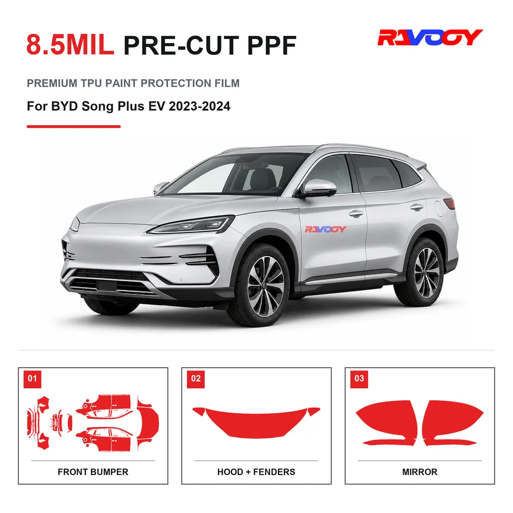 Precut PPF For BYD Song Plus EV 2023-2024 8.5mil TPU Clear Paint Protection Film Self Healing Hydrophobic UV Stone Chip Guard