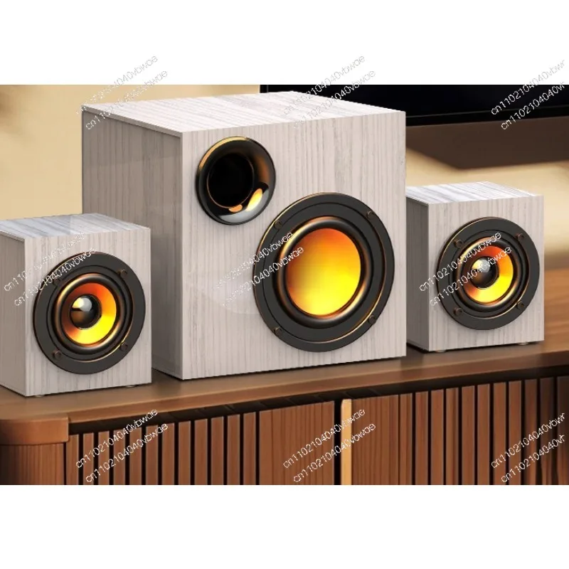 Bluetooth version of walnut color wooden computer audio subwoofer